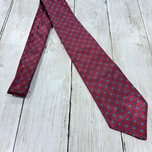 Jonathan Men's Red Blue Geometric Patterned Silk Necktie Classic Business Formal